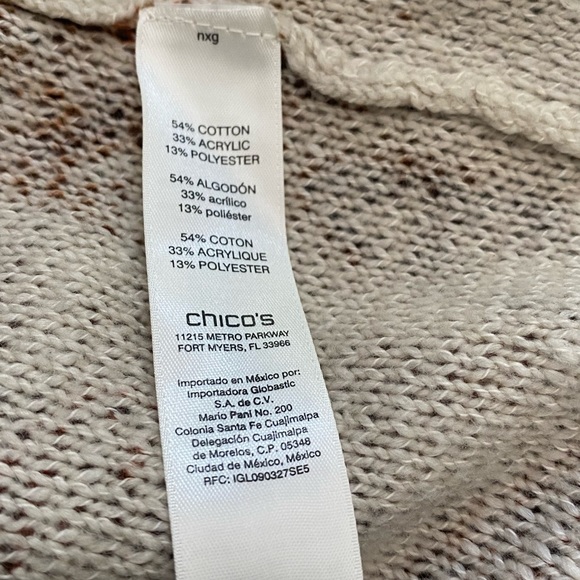 Chicos blue and brown knee length open front sweater size 0P - Picture 5 of 5